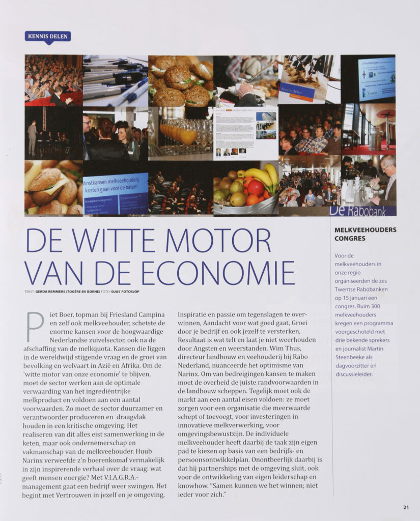 Magazinepagina 'De witte motor van de economie' met reportagefoto's