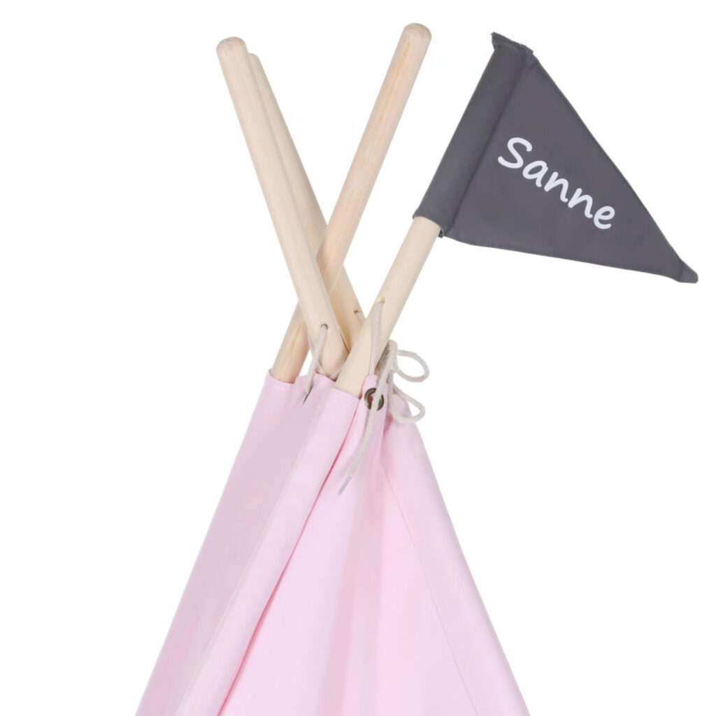 Roze speeltent met naamvlaggetje, productfoto