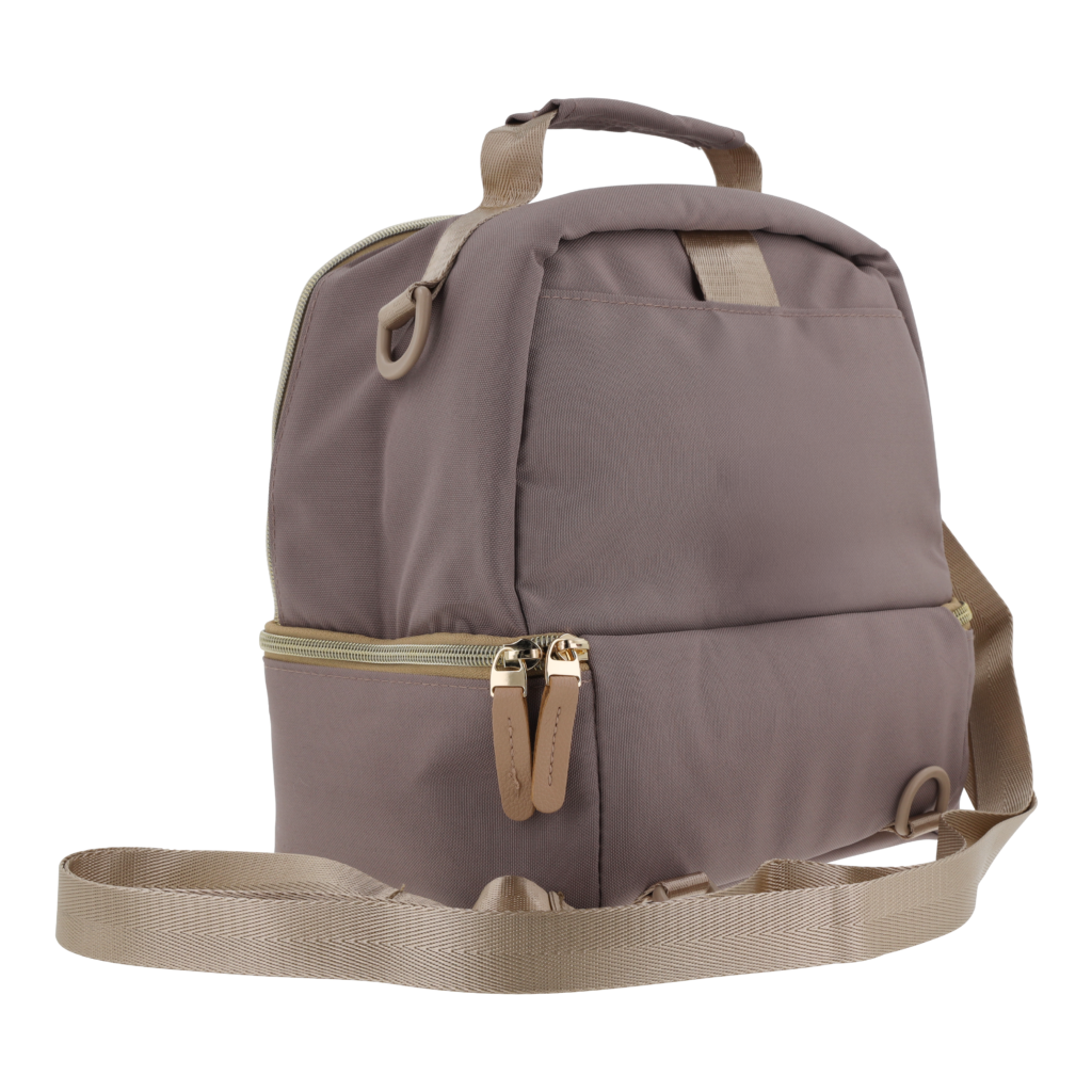 Taupe koeltas-rugzak met schouderband, packshot