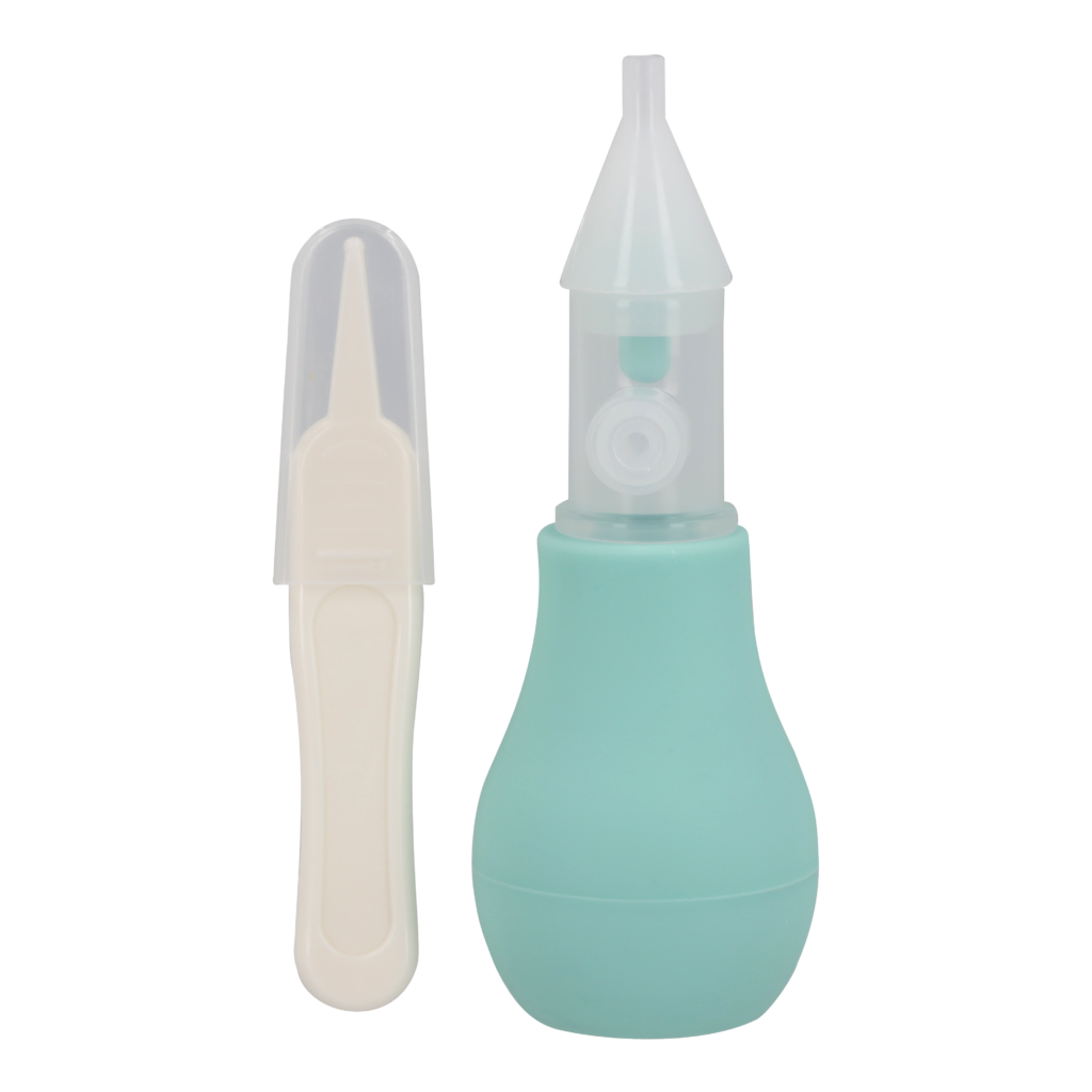 Mintgroene neusreiniger voor baby's op wit, packshot