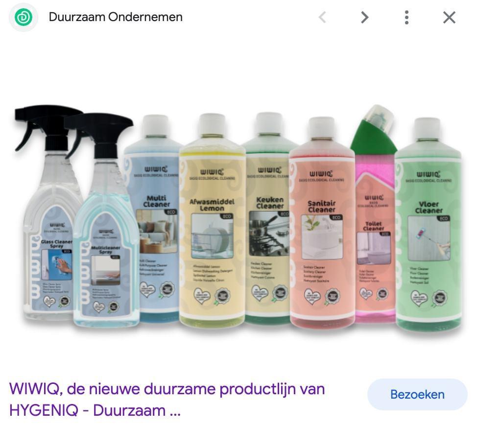 Rij duurzame schoonmaakmiddelen in flessen, productfotografie