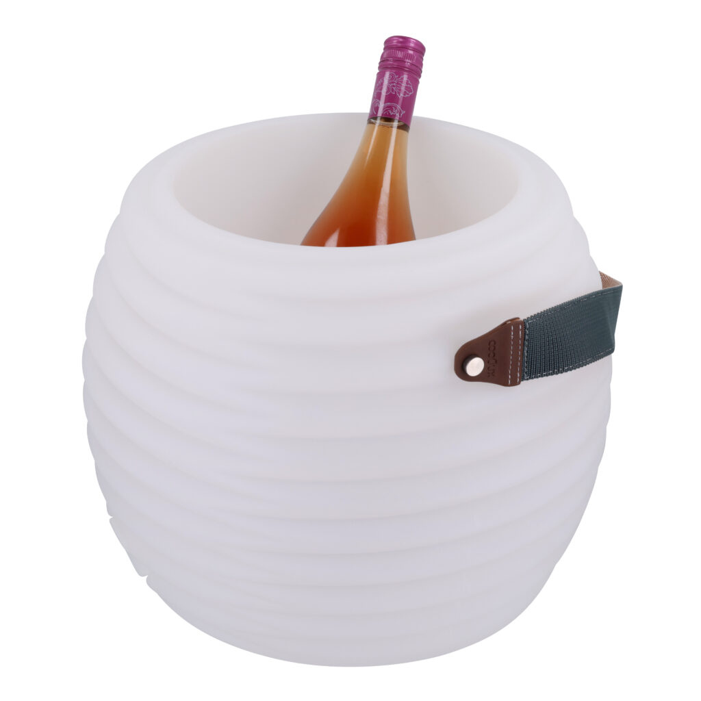 Witte ijsemmer met fles wijn, productfoto