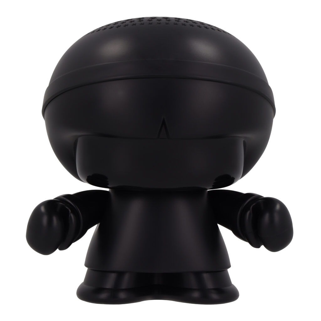 Zwarte speaker in de vorm van een figuurtje, productfoto