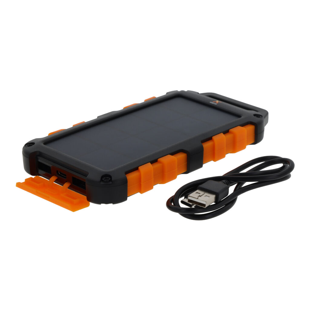 Zwart-oranje powerbank met kabel, packshot