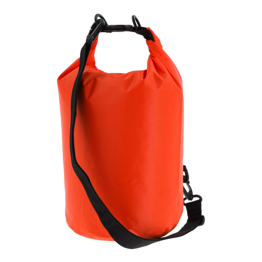 Oranje waterdichte tas met schouderband, packshot