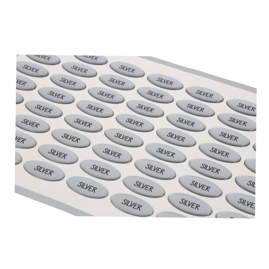 Vel met ronde stickers met logo, productfotografie