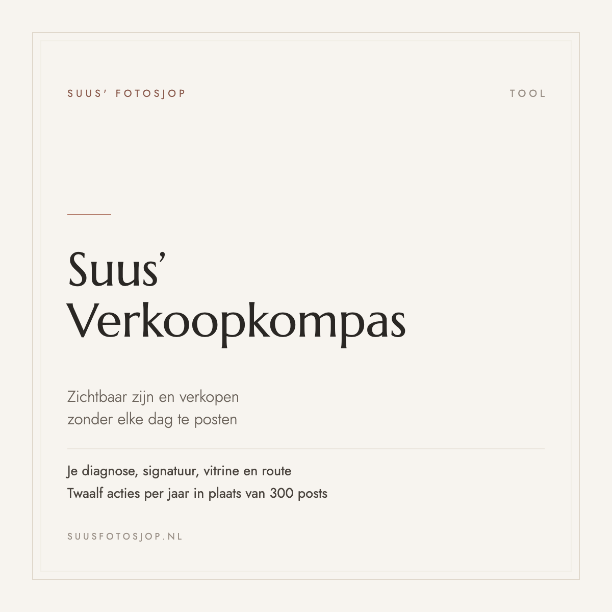 Omslag van de tool Suus' Verkoopkompas voor fotografen