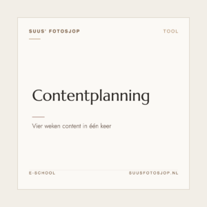Omslag van ‘Contentplanning’ uit de e-school van Suus’ FotoSjop