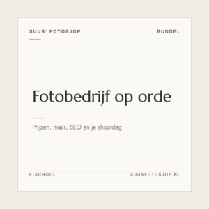 Omslag van ‘Fotobedrijf op orde’ uit de e-school van Suus’ FotoSjop