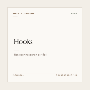 Omslag van ‘Hooks’ uit de e-school van Suus’ FotoSjop