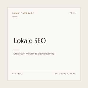 Omslag van ‘Lokale SEO’ uit de e-school van Suus’ FotoSjop