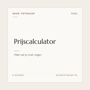 Omslag van ‘Prijscalculator’ uit de e-school van Suus’ FotoSjop