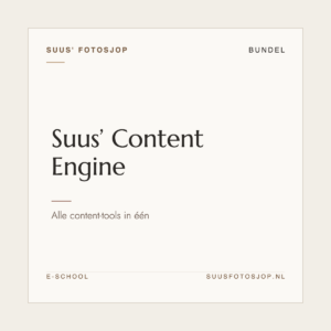 Omslag van ‘Suus’ Content Engine’ uit de e-school van Suus’ FotoSjop